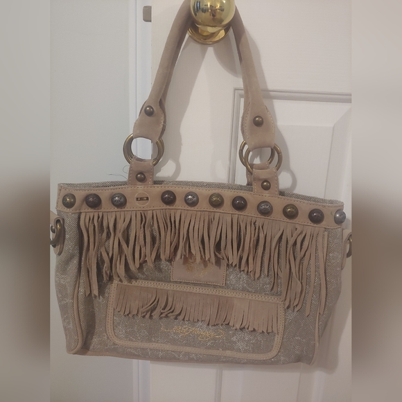 Ed Hardy Fringe Suede Purse - Picture 2 of 4